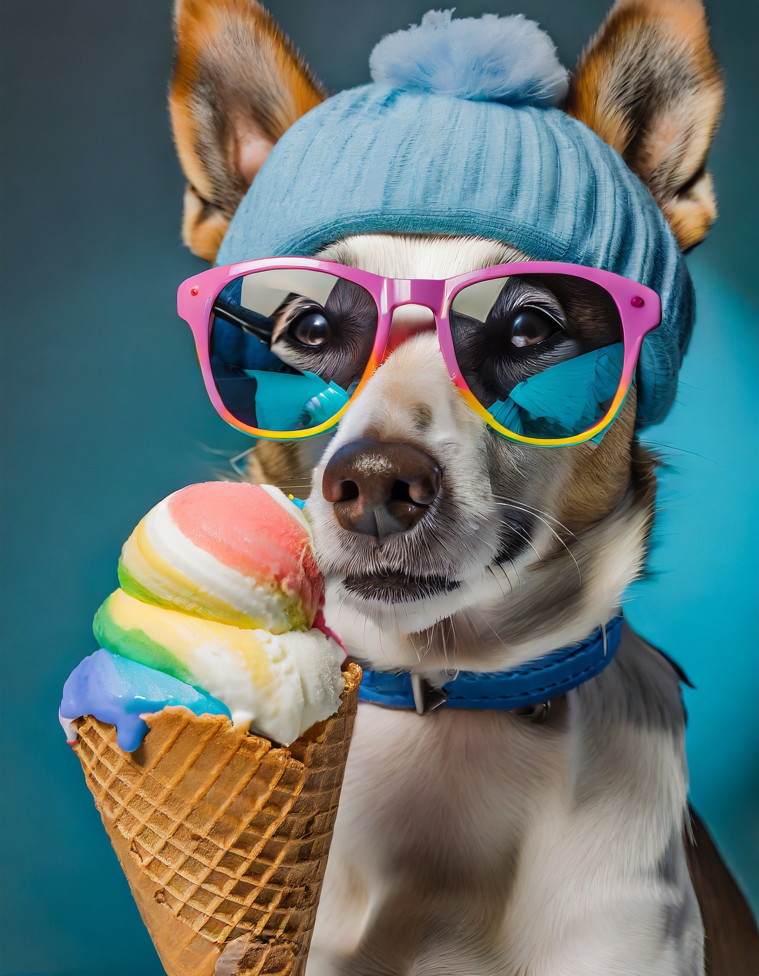 DCR Dog with rainbow ice cream