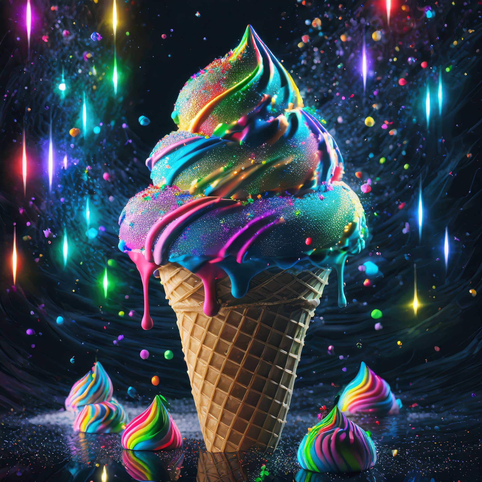 Firefly Sugar Cone in full dispaly filled with rainbow soft ice cream 32587
